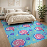 Whimsical Pink Seashell Cartoon Area Rug