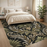 Ornate Black Gold Baroque Area Rug