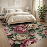 Pink Floral Vintage Blush Peony Floral Area Rug