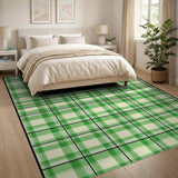 Rustic Farmhouse Green Green Gingham Checkered Area Rug