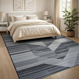 Modern Geometric Grey Chevron Rug