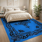 Ornate Blue Filigree Area Rug