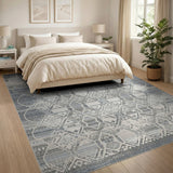 Grey Grey Geometric Heritage Tribal Rug