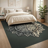 Ornate Filigree Grey Round Area Rug