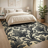 Ornate Acanthus Leaf Beige Area Rug
