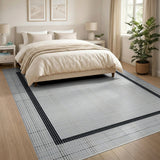 Black Border Grid Modern Area Rug