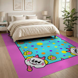 Cute Cartoon Pig Polka Dot Kids Area Rug
