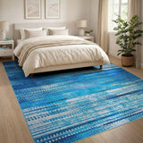 Abstract Blue Teal Streak Area Rug