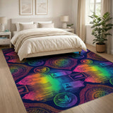 Vibrant Tropical Stamp Washable Area Rug