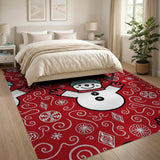 Festive Snowman Cartoon Area Rug