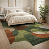 Green Green Abstract Geometric Modern Area Rug