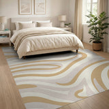 Beige and Neutral Abstract Area Beige Swirl Abstract Area Rug
