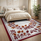 Red Berry Vine Ornate Border Rug