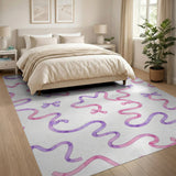 Whimsical Pink Purple Ribbon Bow Area Rug