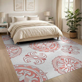 Ornate Pink Medallion Area Rug