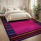 Vibrant Pink Multi-Stripe Area Rug