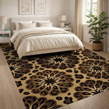 Brown and Tan Leopard Floral Brown Tan Area Rug