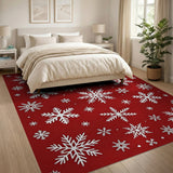 Festive Red Snowflake Geometric Modern Area Rug