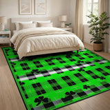 Green Black Plaid Shamrock Area Rug