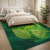 Green Vibrant Green Leaf Overlap Area Rug