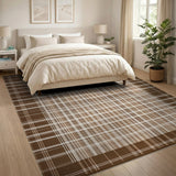 Rustic Farmhouse Rustic Brown Plaid Area Rug