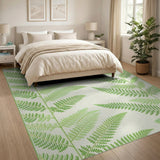 Floral Vintage Lush Green Fern Fronds Area Rug