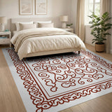 Ornate Red Vine Border Area Rug