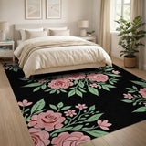 Floral Vintage Pink Roses Floral Area Rug