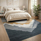 Grey Layered Mountains Sunrise Rug