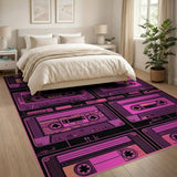 Pink Retro Cassette Mixtape Area Rug