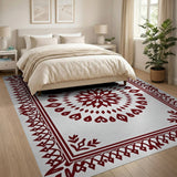Ornate Red Mandala Border Area Rug