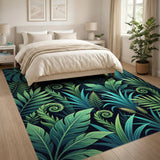 Lush Green Fern Jungle Area Rug
