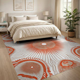 Bold Orange Sunburst Geometric Area Rug