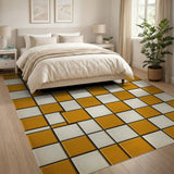 Distressed Vintage Orange Checkerboard Tile Rug