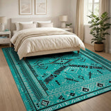 Southwestern Blue and Teal Teal Southwestern Geometric Area Rug