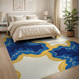 Floral Vintage Blue and Teal Blue Floral Vintage Area Rug