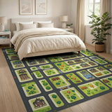 Kids Cartoon Multi-color and Patterns Kids Cartoon City Street Play Rug