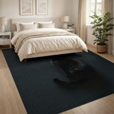 Enigmatic Black Cat Textured Area Rug
