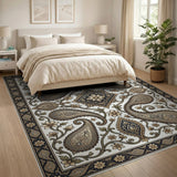 Elegant Ivory Persian Paisley Area Rug