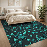 Teal Atomic Molecule Geometric Area Rug