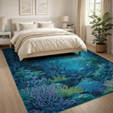 Teal Coral Reef Underwater Area Rug