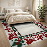 Ornate Holly Berry Festive Border Rug