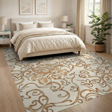 Floral Vintage Beige and Neutral Elegant Beige Floral Vine Area Rug