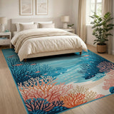 Blue Ocean Coral Reef Fish Area Rug