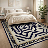 Navy Geometric Trellis Area Rug