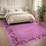 Pink Holly Berry Spiral Maze Area Rug