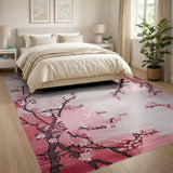 Geometric Pink Cherry Blossom Area Rug