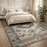 Southwestern Geometric Area Rug in Teal Grey
