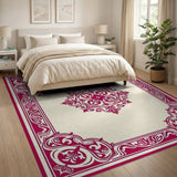 Ornate Red Floral Medallion Red Area Rug