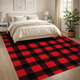 Bold Black Rustic Farmhouse Bold Red Black Buffalo Plaid Area Rug